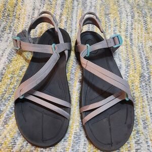 Teva Gray and Black Strappy Sandals